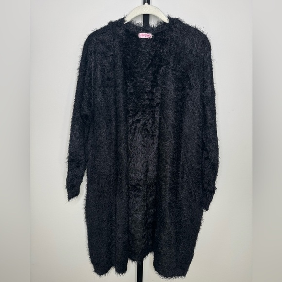 LF Laguna Azul Black Fuzzy Cardigan - Size Medium - Picture 1 of 4
